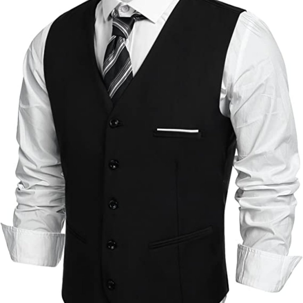 COOFANDY Men's V-Neck Suit Vest NWT